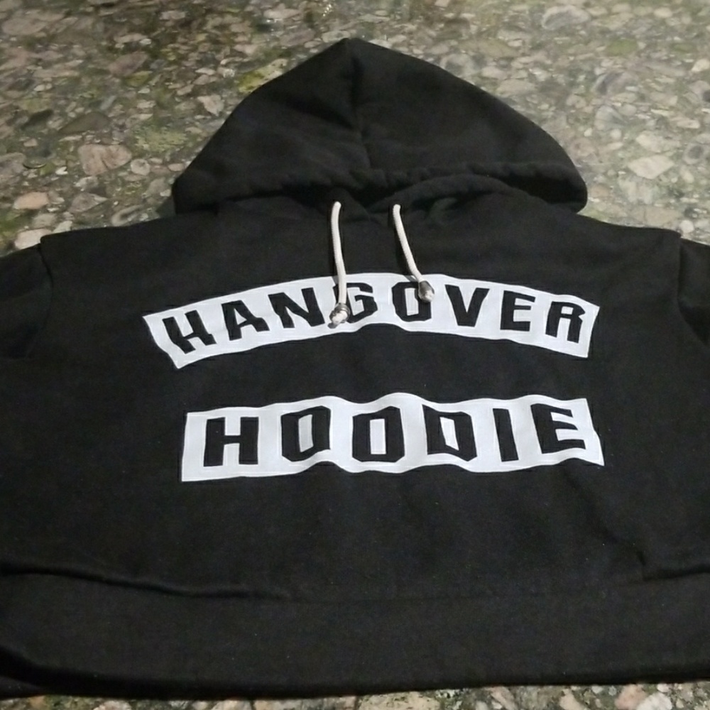 Black and White Croptop Hangover Hoodie